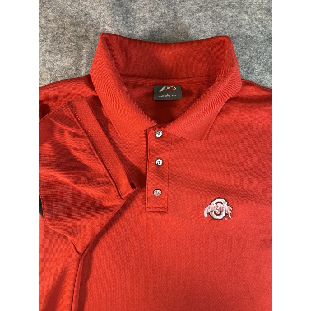 Pro Player P2 Mens‎ Polo Ohio State BUCKEYES  Golf Shirt Red - Size L